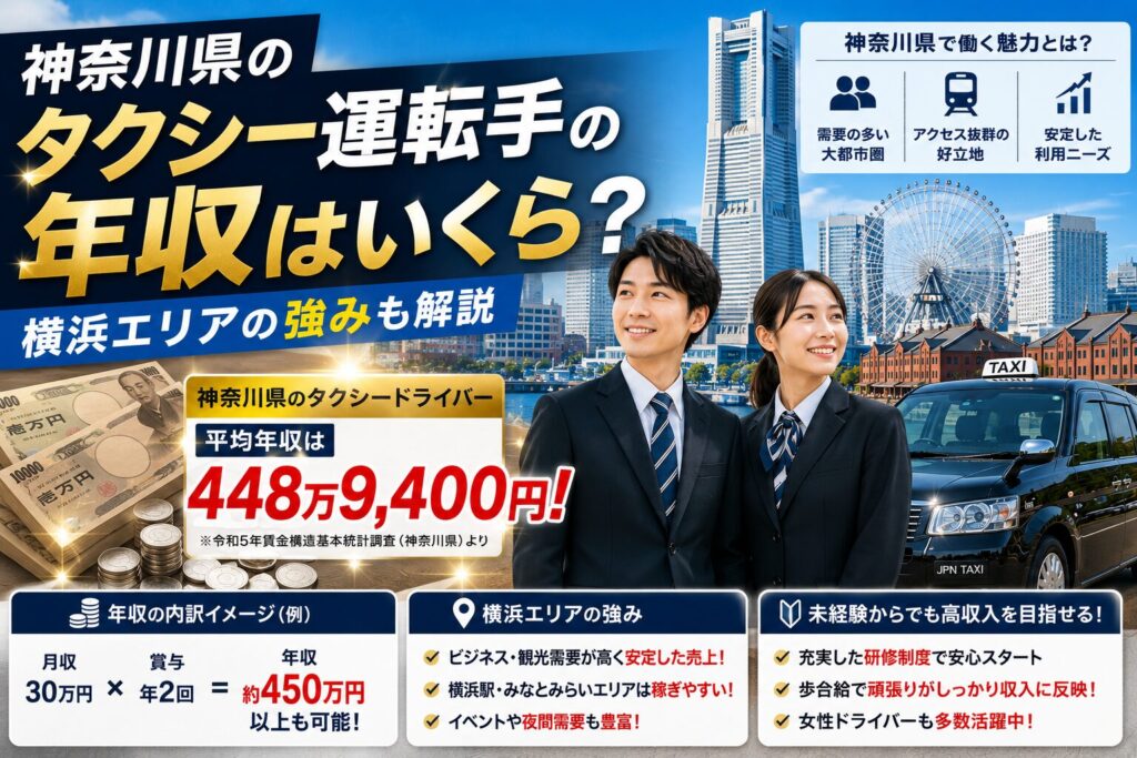 神奈川県　タクシードライバー　平均年収　令和8年版