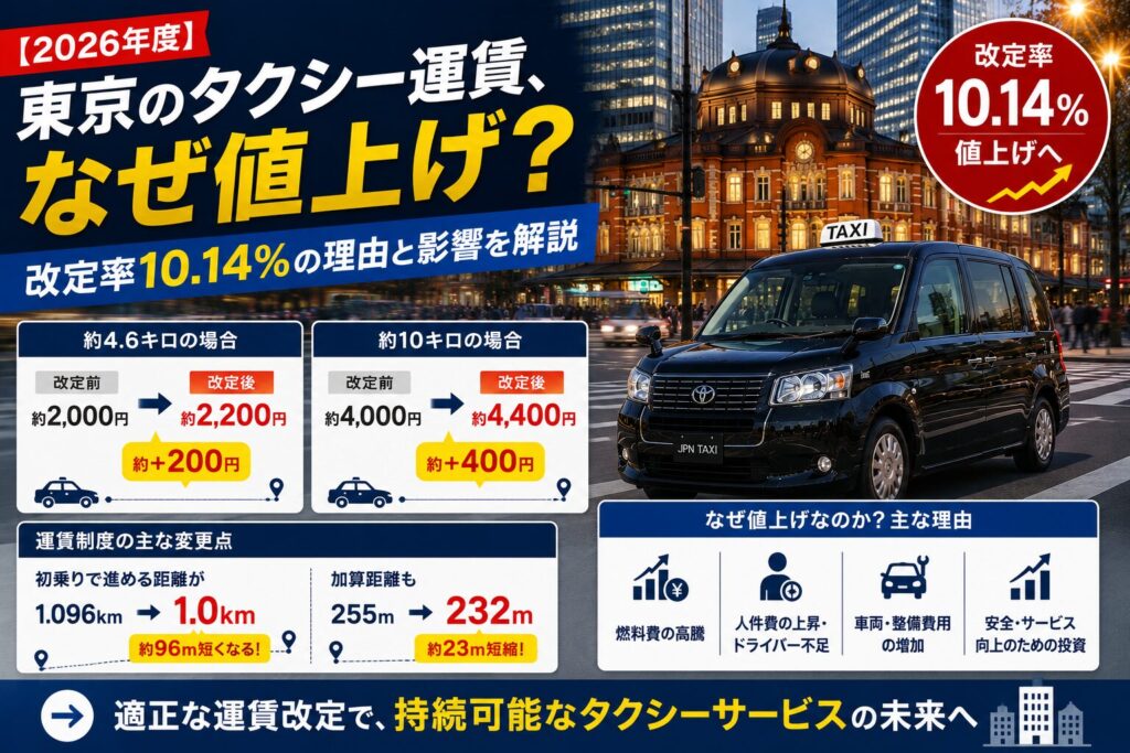 2026年最新版東京都　タクシー運賃改定